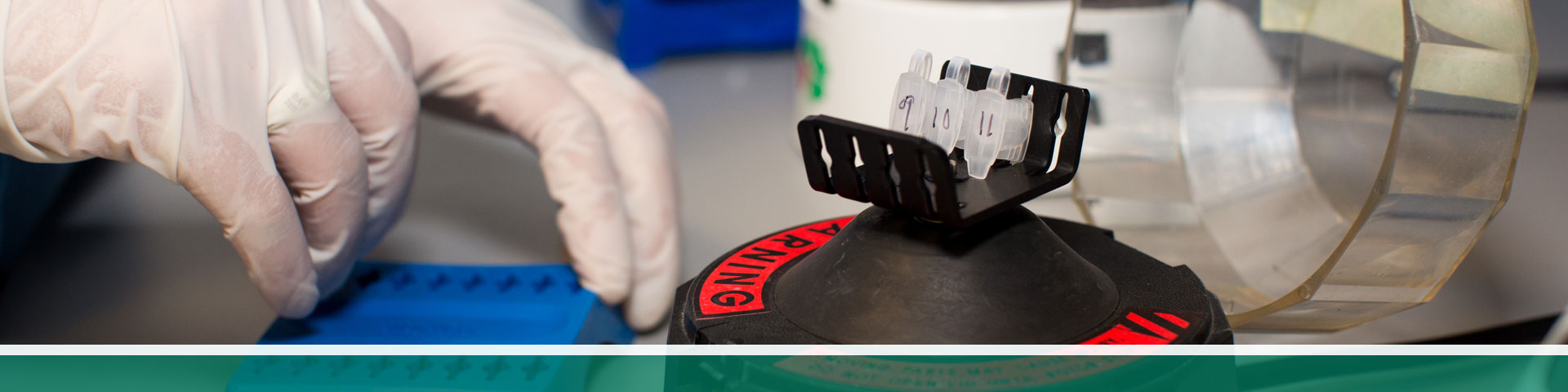hands using forensic science equipment